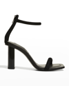 Natori Glow Leather Ankle-cuff Sandals In Black