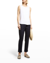 Eileen Fisher Petite Crewneck Jersey Shell In White