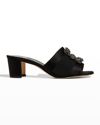 Manolo Blahnik Marta New 50 Satin Sandal In Blck0015