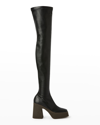 Stella Mccartney Skyla Vegetarian Leather Platform Over-the-knee Boots In 1000 Black