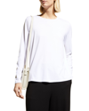 Eileen Fisher Petite Crewneck Jersey Top In White