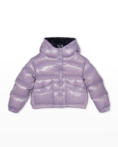 Moncler Kids' Girl's Bardanette Hooded Puffer Jacket In Purple
