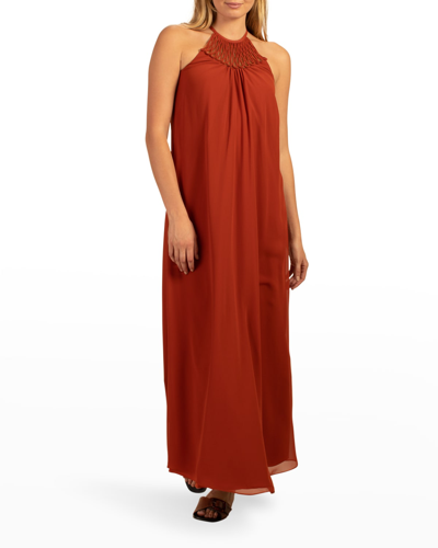 Trina Turk Hazel A-line Halter Dress In Orange