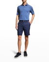 Peter Millar Men's Drum Performance Jersey Polo Shirt In White Sport Navy