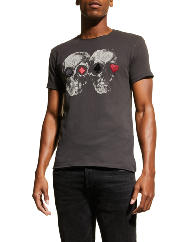 John Varvatos Men's Double Skull Graphic T-shirt In Coal