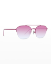 Givenchy Semi-rimless Oval Metal Sunglasses In Pnkoviolmr