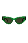 Bottega Veneta Inverted Triangle Acetate Cat-eye Sunglasses In Green