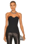 Burberry Ribbed Silk-blend Bustier Top In Black