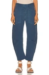 Nili Lotan Shon High-rise Cropped Cotton-twill Trousers In Teal