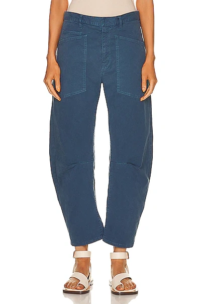 Nili Lotan Shon High-rise Cropped Cotton-twill Trousers In Teal