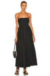 Matteau Pintucked Organic Cotton And Silk-blend Maxi Dress In Black