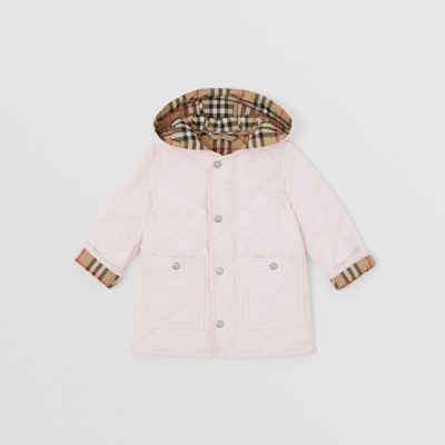 Burberry Kids'  Childrens Diamond Quilted Nylon Hooded Jacket In Alabaster Pink