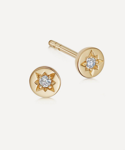 Astley Clarke 18ct Gold Plated Vermeil Silver Polaris White Sapphire Stud Earrings