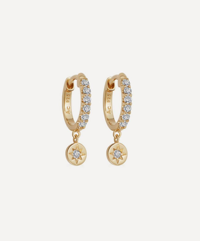 Astley Clarke Polaris 18ct Yellow Gold-plated Vermeil Sterling-silver And White Sapphire Drop Earrings