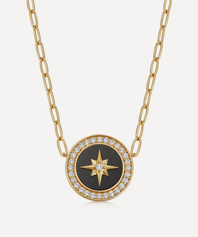 Astley Clarke 18ct Gold Plated Vermeil Silver Large Polaris Black Onyx Pendant Necklace