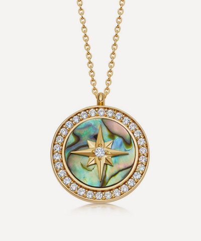 Astley Clarke 18ct Gold Plated Vermeil Silver Large Polaris Abalone Locket Necklace