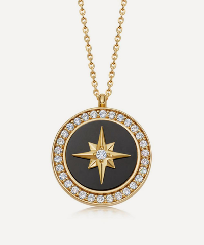 ASTLEY CLARKE ASTLEY CLARKE 18CT GOLD PLATED VERMEIL SILVER LARGE POLARIS BLACK ONYX LOCKET NECKLACE