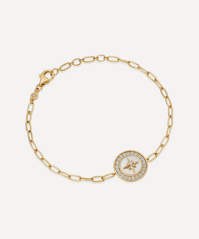 Astley Clarke 18ct Gold Plated Vermeil Silver Polaris Mother Of Pearl Compass Bracelet