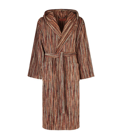 Missoni Chevron Billy Hooded Robe (extra Large) In Beige