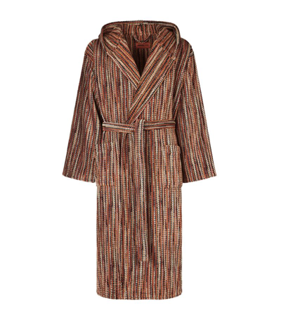 Missoni Chevron Billy Hooded Dressing Gown (small) In Beige