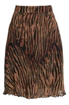 GANNI TIGER STRIPE PLEATED GEORGETTE SKIRT