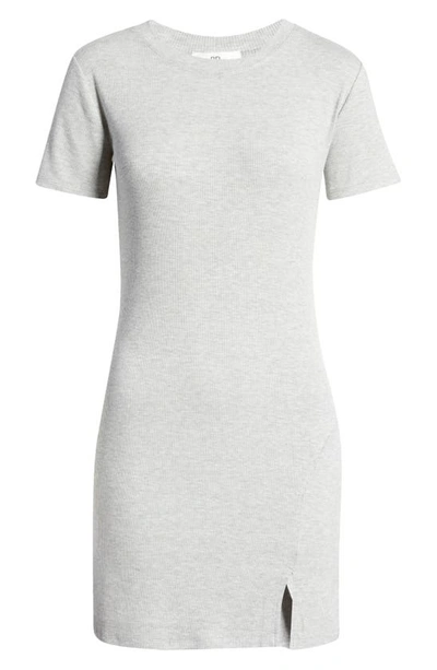 Bp. Front Slit Rib T-shirt Dress In Grey Light Heather