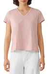 Eileen Fisher Organic Cotton V-neck T-shirt In Light Plum