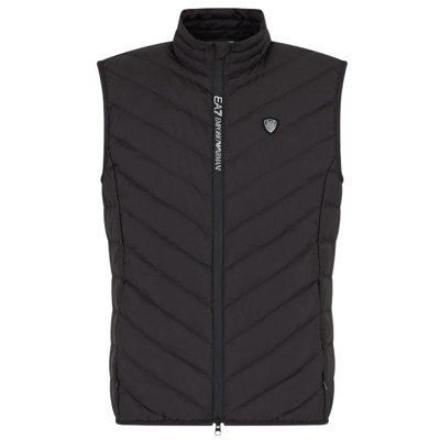 Emporio Armani Quilted Nylon Sleeveless Down Jacket In Black
