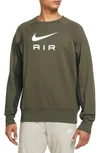 Nike Air Graphic Crewneck Sweatshirt In Medium Olive/sequoia/white