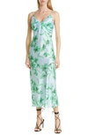 Ramy Brook Floral Printed Rowe Midi Dress In Capri Green Combo