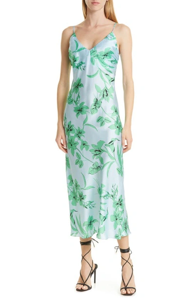 Ramy Brook Floral Printed Rowe Midi Dress In Capri Green Combo