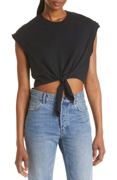 The Range Stretch Cotton Crop Muscle T-shirt In Jet Black
