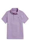 Vineyard Vines Kids' Bradley Stripe Stretch Polo Shirt In Ocean Breeze/ Neon Rosa