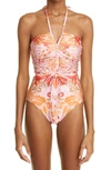 ZIMMERMANN FLORAL PRINT RUCHED ONE-PIECE SWIMSUIT