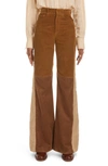 Chloé Triple Brown Retro Flared Corduroy Pants In Off Brown