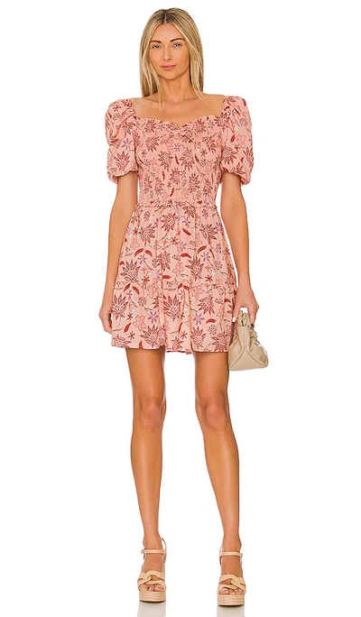 Bb Dakota By Steve Madden Cotton Candy Smocked Floral Minidress In Coral Pink