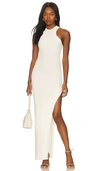 Ser.o.ya Ira Ribbed-knit Racerback Maxi Dress With Thigh Slit In White