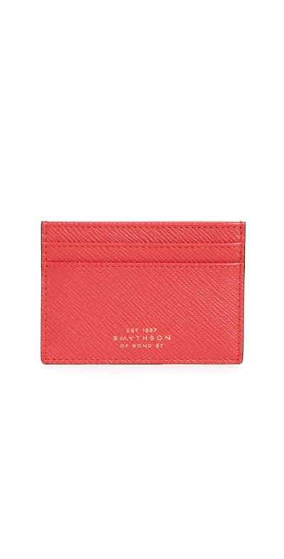 Smythson Flat Card Holder In Red