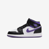 Jordan 1 Mid Little Kids' Shoes In Black,white,dark Iris
