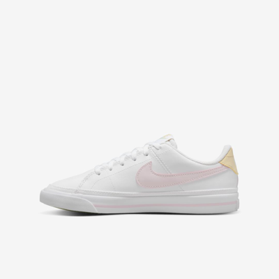 Nike Court Legacy Big Kids' Shoes In White,sesame,honeydew,pink Foam