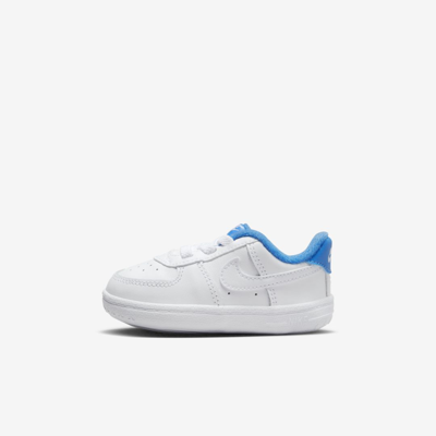 Nike Force 1 Baby Crib Booties In White,light Photo Blue,white