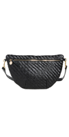 Clare V Grande Fanny Pack In Black Woven Zig-zag