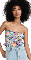 Endless Rose Floral Ruched Strapless Top In Multi