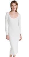 Ganni Melange Knit Scoop Neck Bodycon Midi Dress In Egret