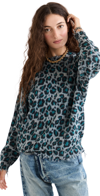 R13 Distressed Leopard Oversize Cotton Sweater In Blue Leopard