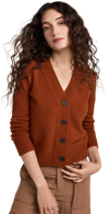 Vince Shrunken Button Cashmere Cardigan In Rust Amber