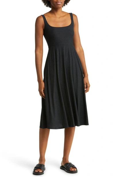 Beyond Yoga Featherweight Square Neck Midi Dress In Darkest Night