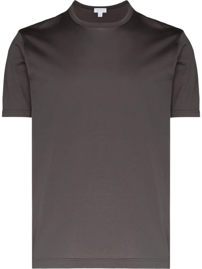 Sunspel Round-neck Short-sleeve T-shirt In Grau