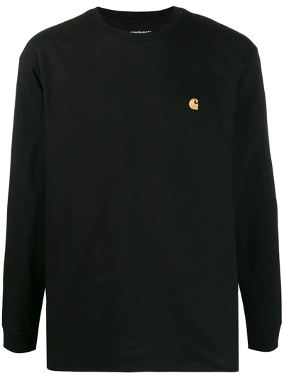 Carhartt Chase Embroidered Logo Sweatshirt In Black