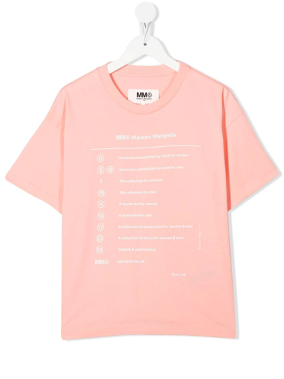 Mm6 Maison Margiela Graphic-print Short-sleeve T-shirt In Pink